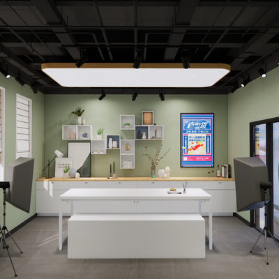  现代网红直播间su模型 