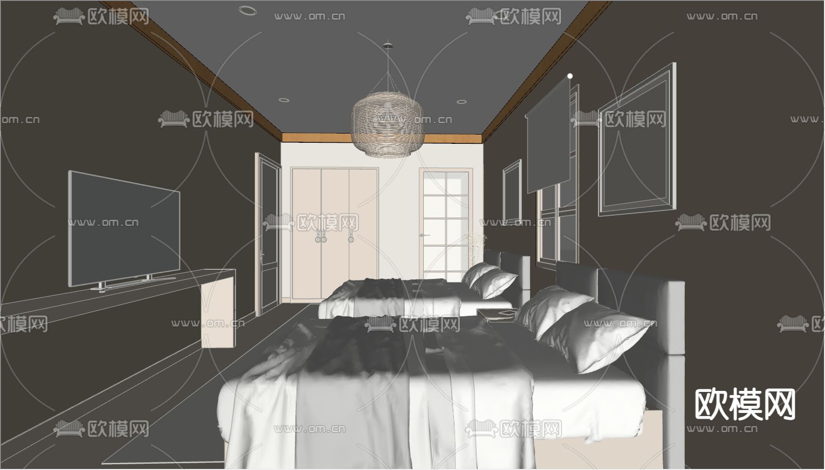 自然风农家乐民宿su模型下载（渲染图3）