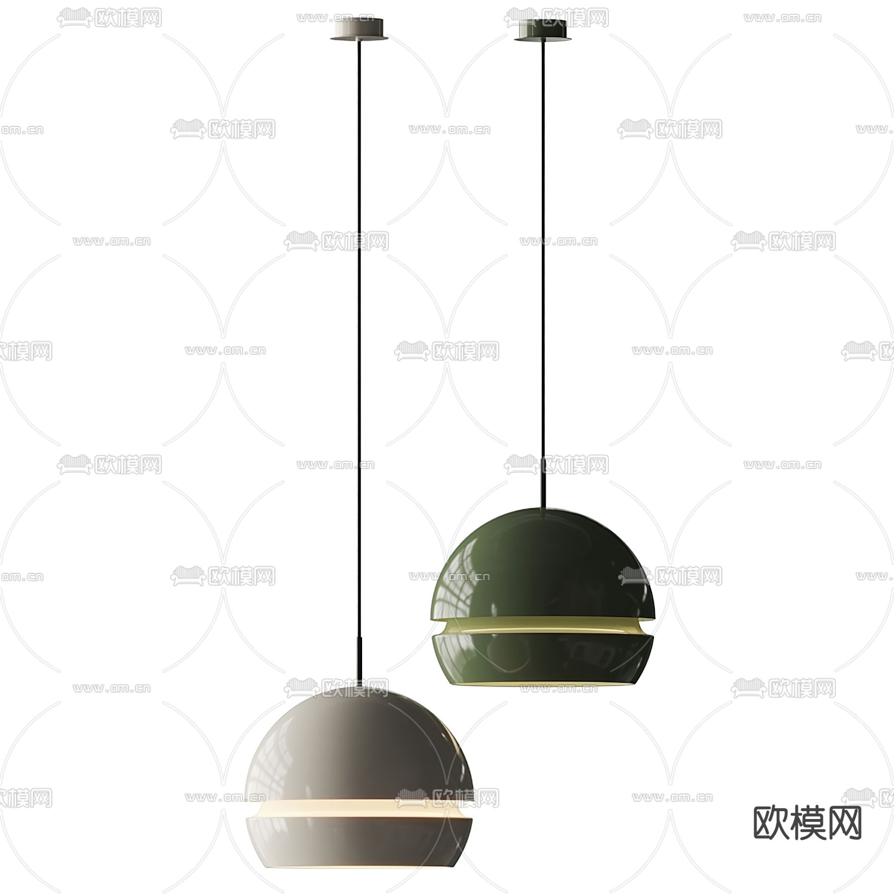 FLOS 圆球金属吊灯3d模型下载（渲染图1）