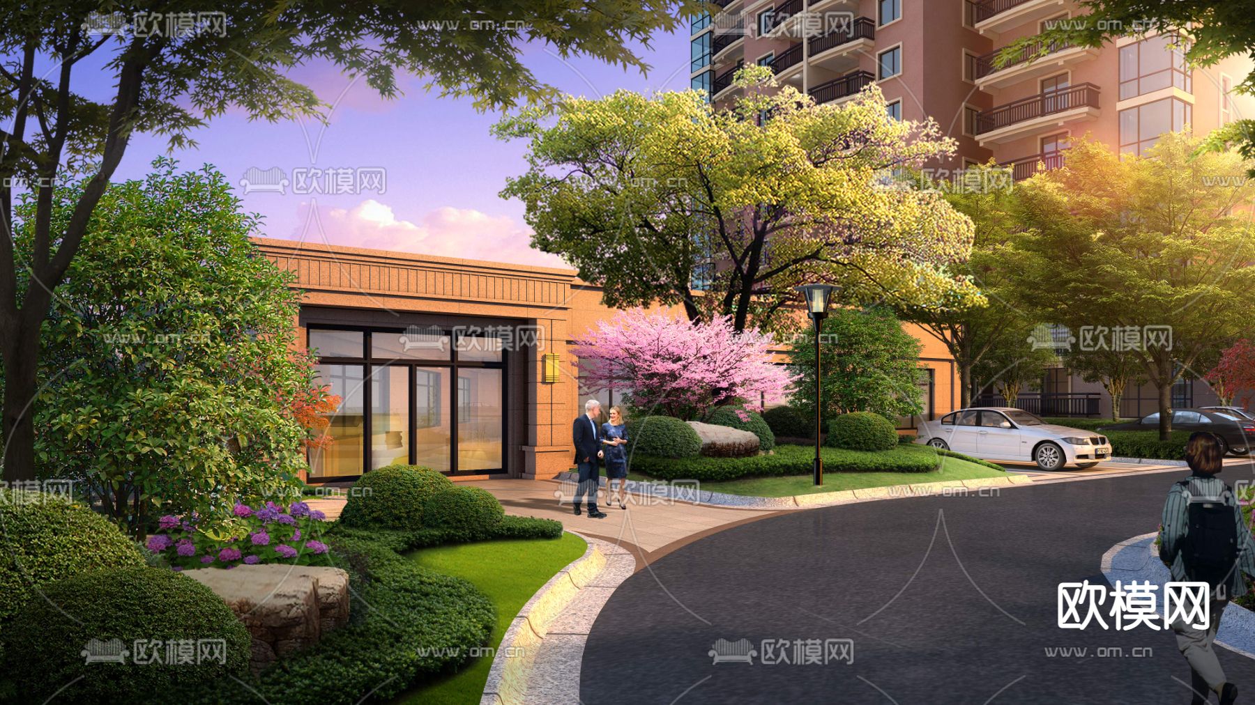 现代小区公园园林景观psd下载_ID12065790_3dmax免费模型-欧模网