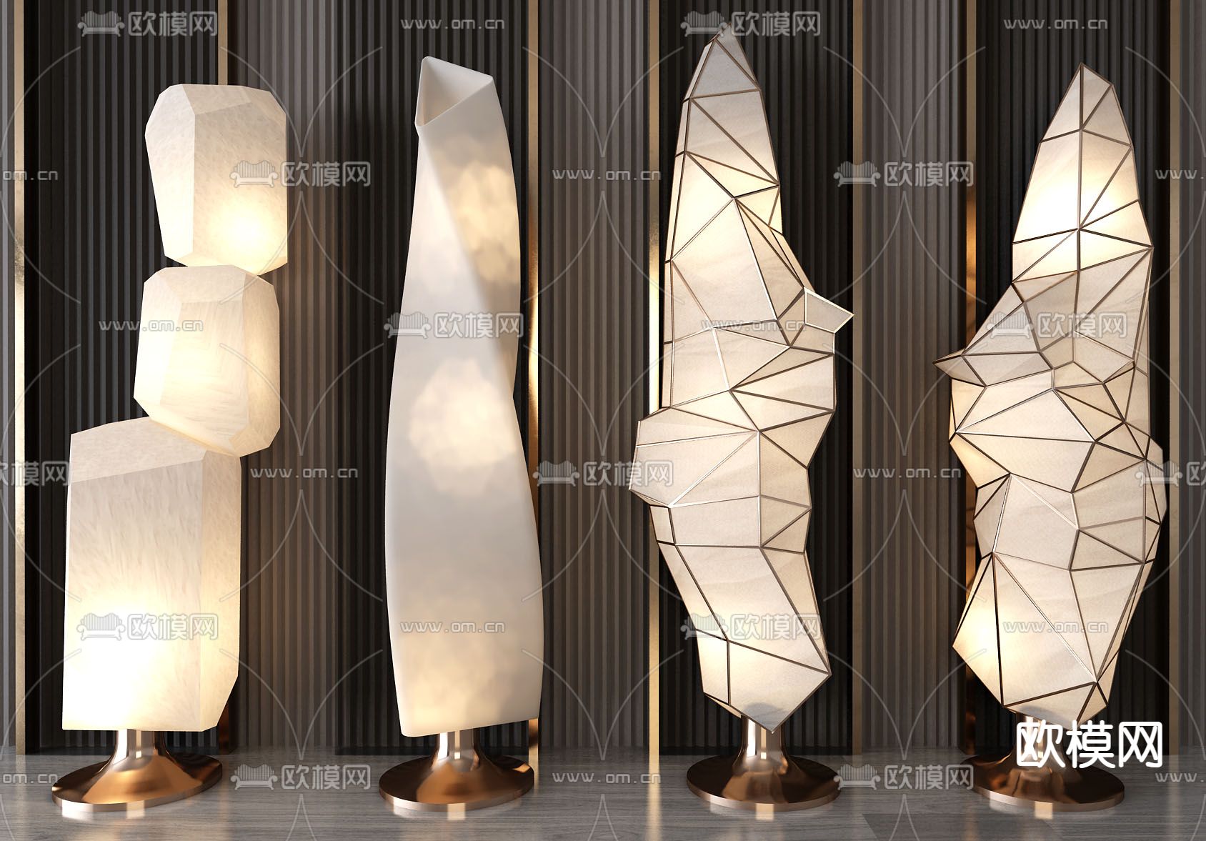 现代金属时尚落地灯3d模型下载