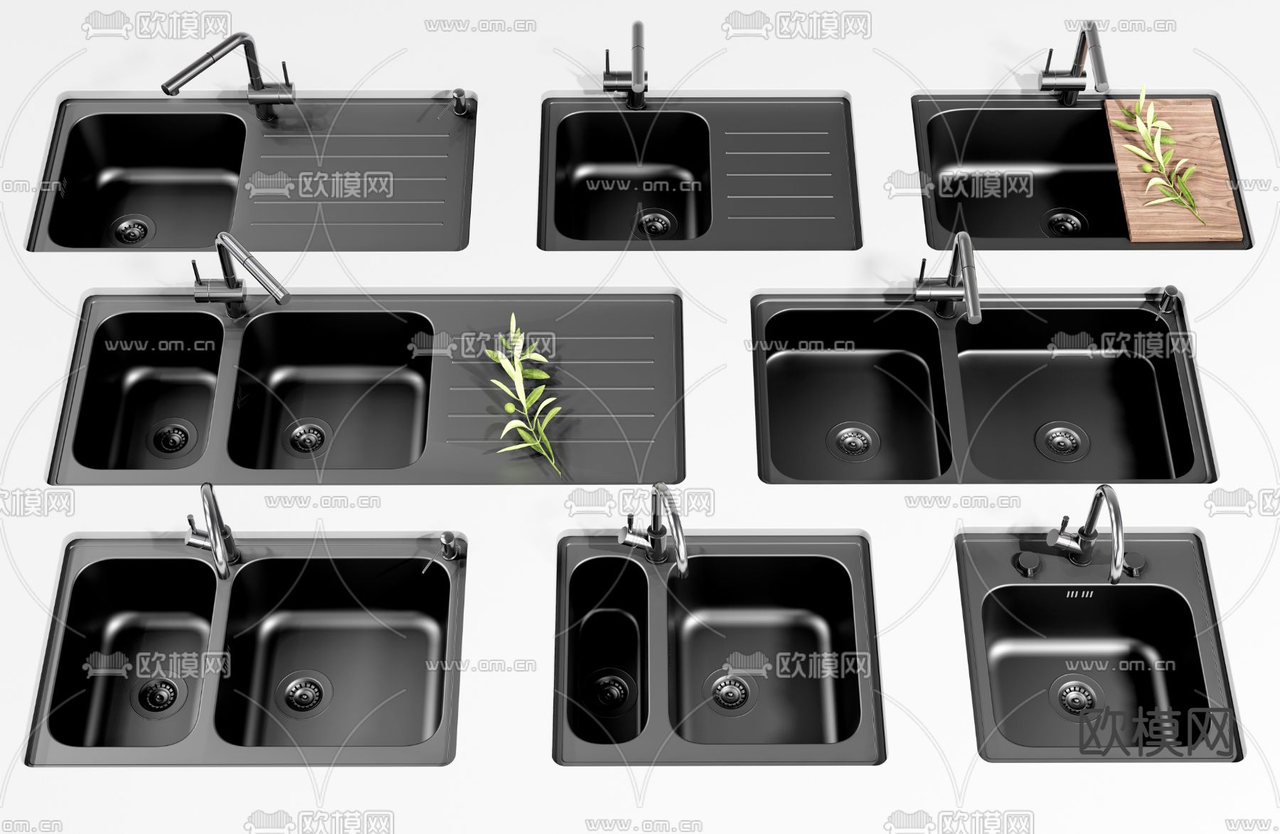 现代厨房水槽不锈钢水槽su模型