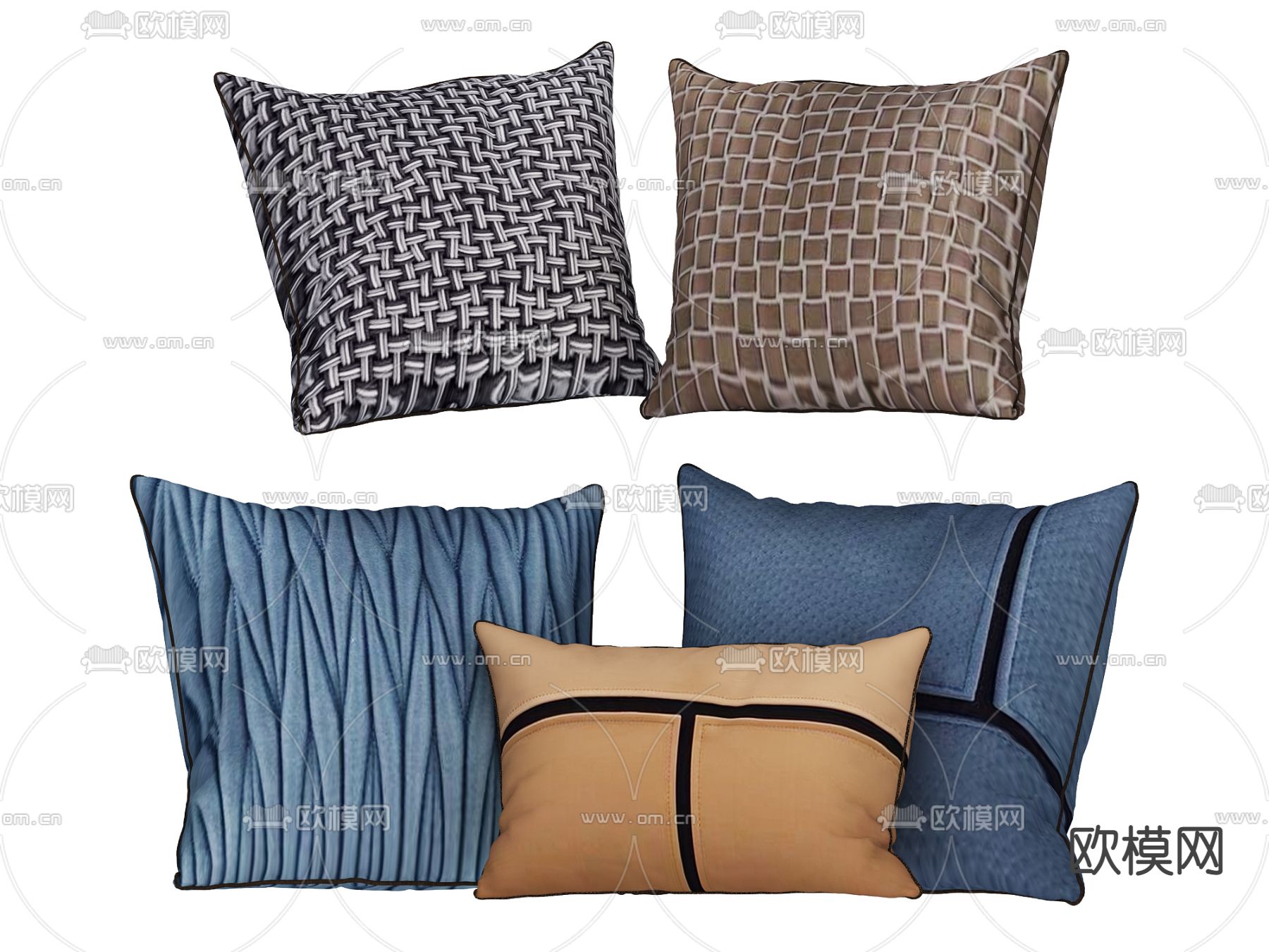 现代布艺抱枕3d模型下载