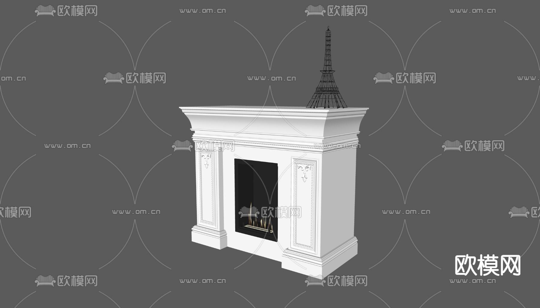 简欧壁炉su模型下载（渲染图2）