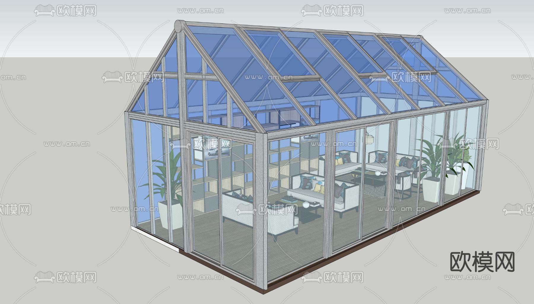 现代阳光房接待室su模型下载（渲染图3）