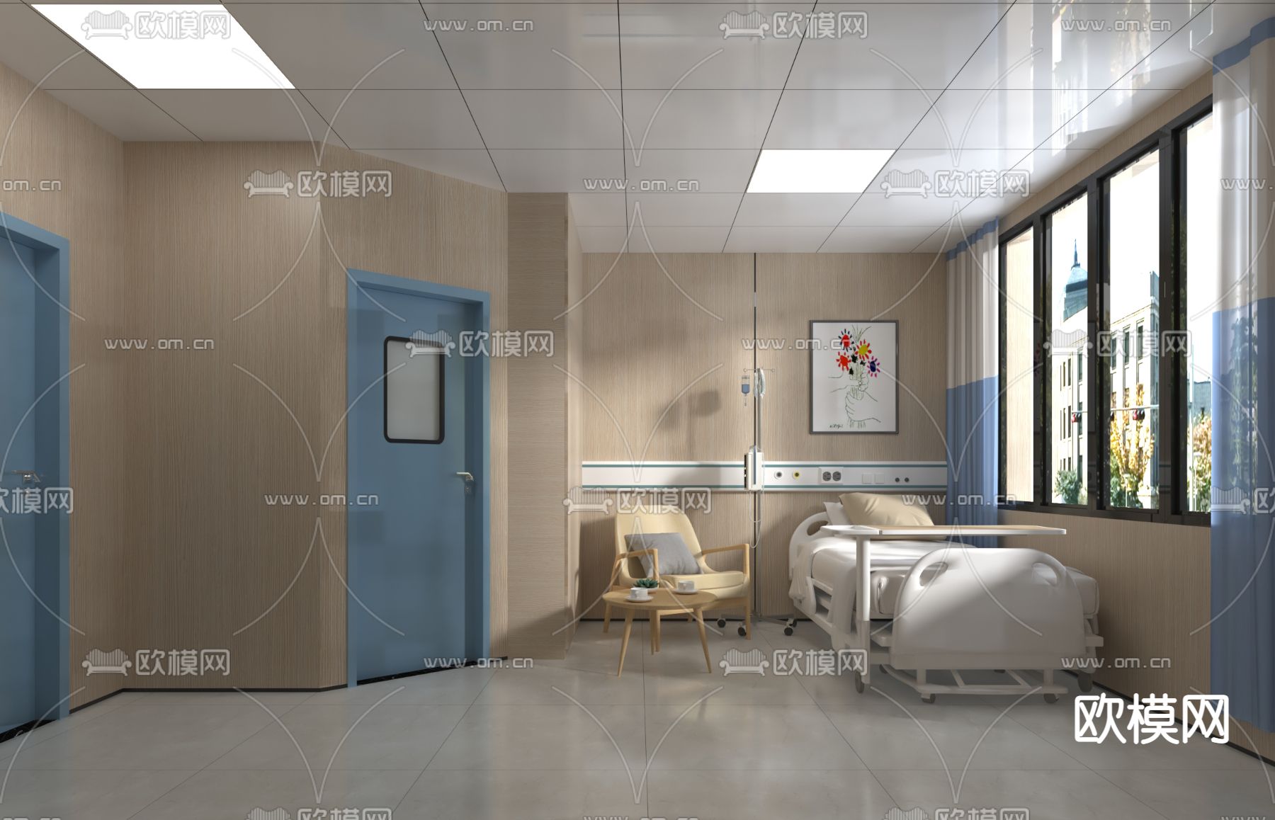 现代医院病房3d模型下载_ID12064049_3dmax免费模型-欧模网