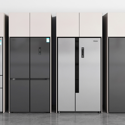  现代冰箱双开门冰箱su模型 