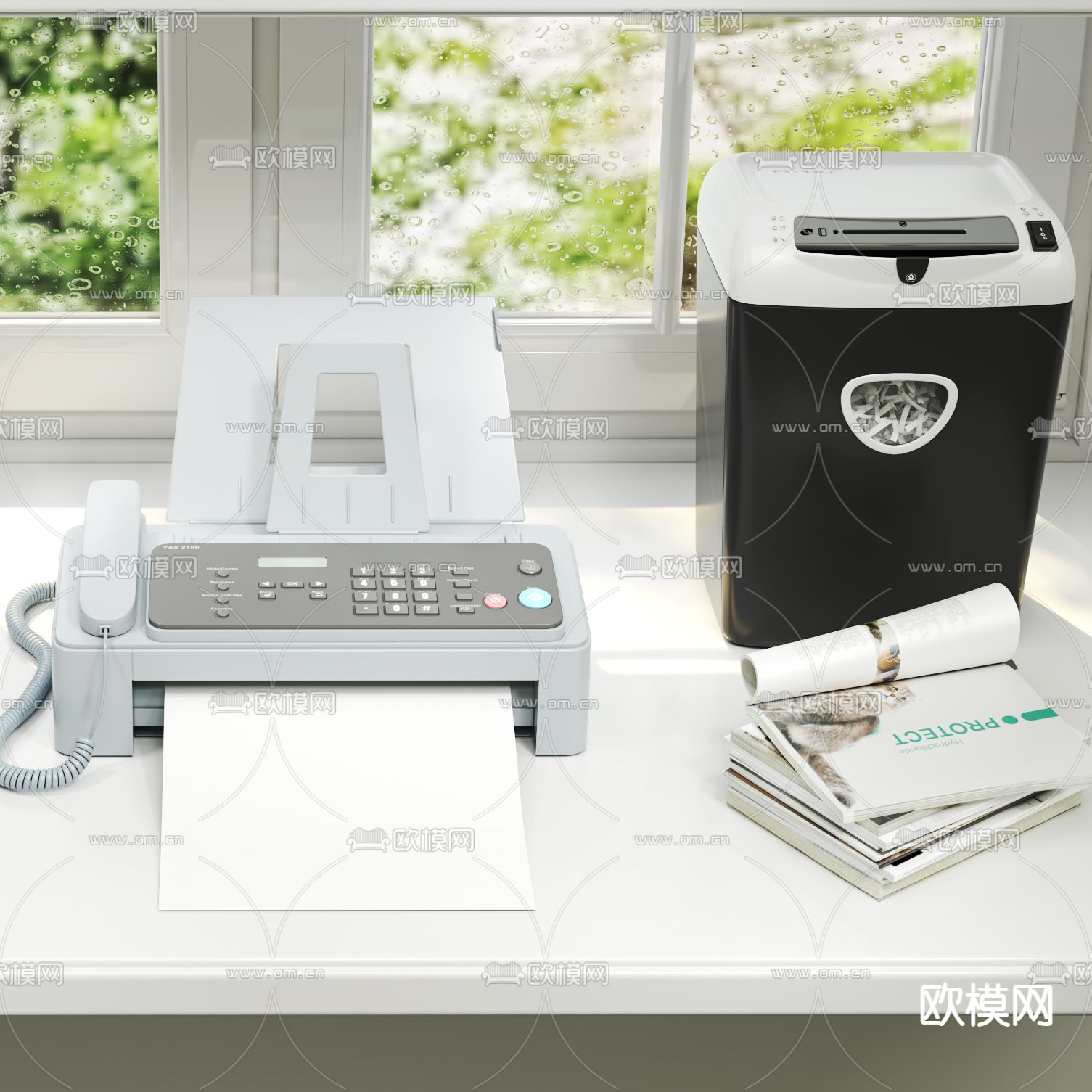 现代办公设备打印机传真机碎纸机3d模型