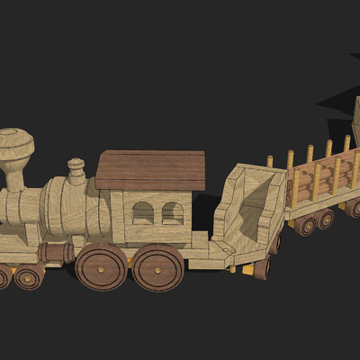  现代积木火车儿童玩具su模型 