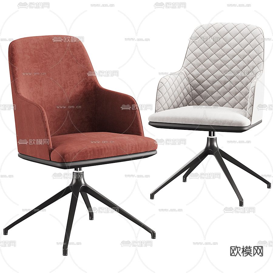 Minotti 现代绒布单人椅子3d模型下载