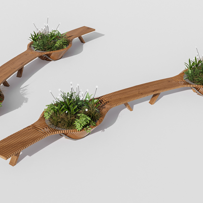  现代公园户外长椅su模型 