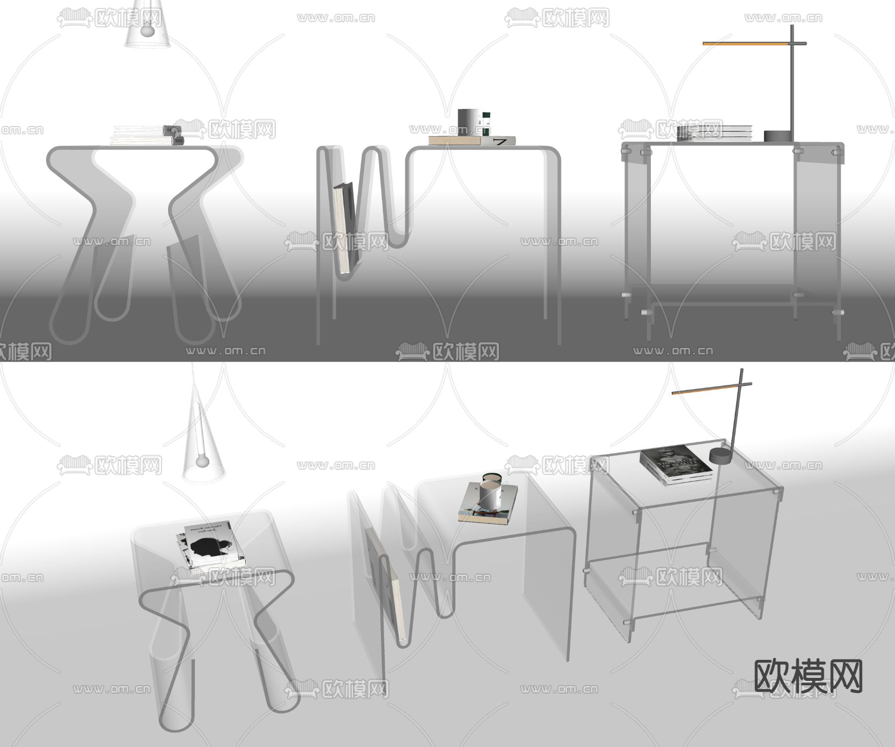 现代亚克力床头柜su模型下载（渲染图2）