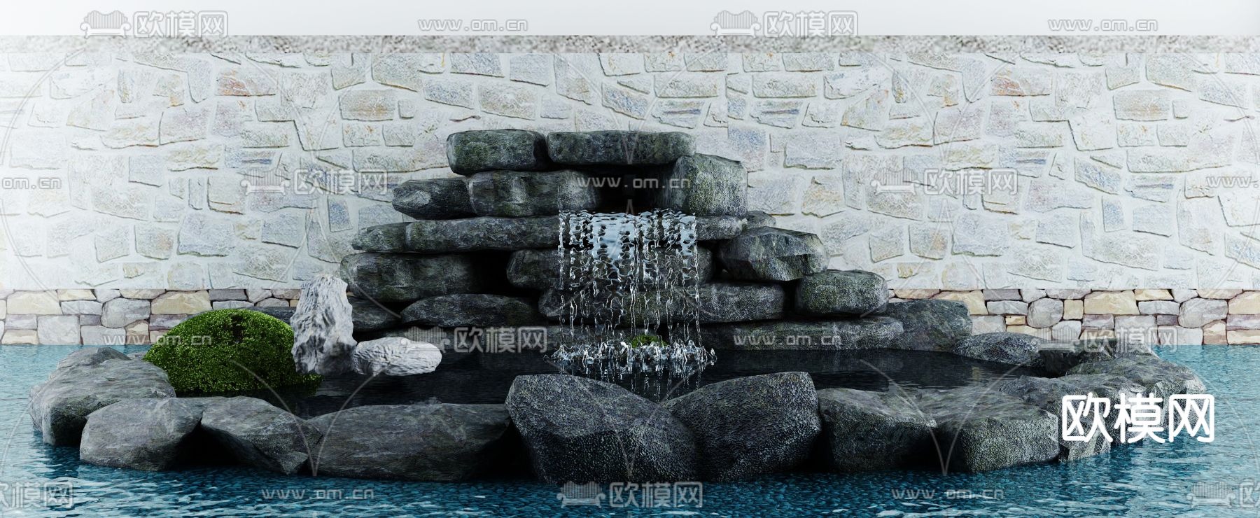 新中式假山喷泉水景小品3d模型下载_ID12061922_3dmax免费模型-欧模网