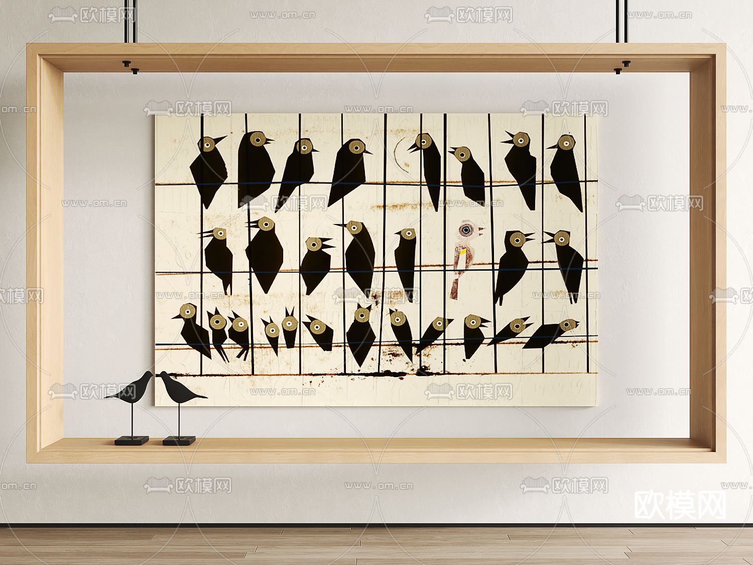 现代乌鸦抽象装饰画3d模型下载