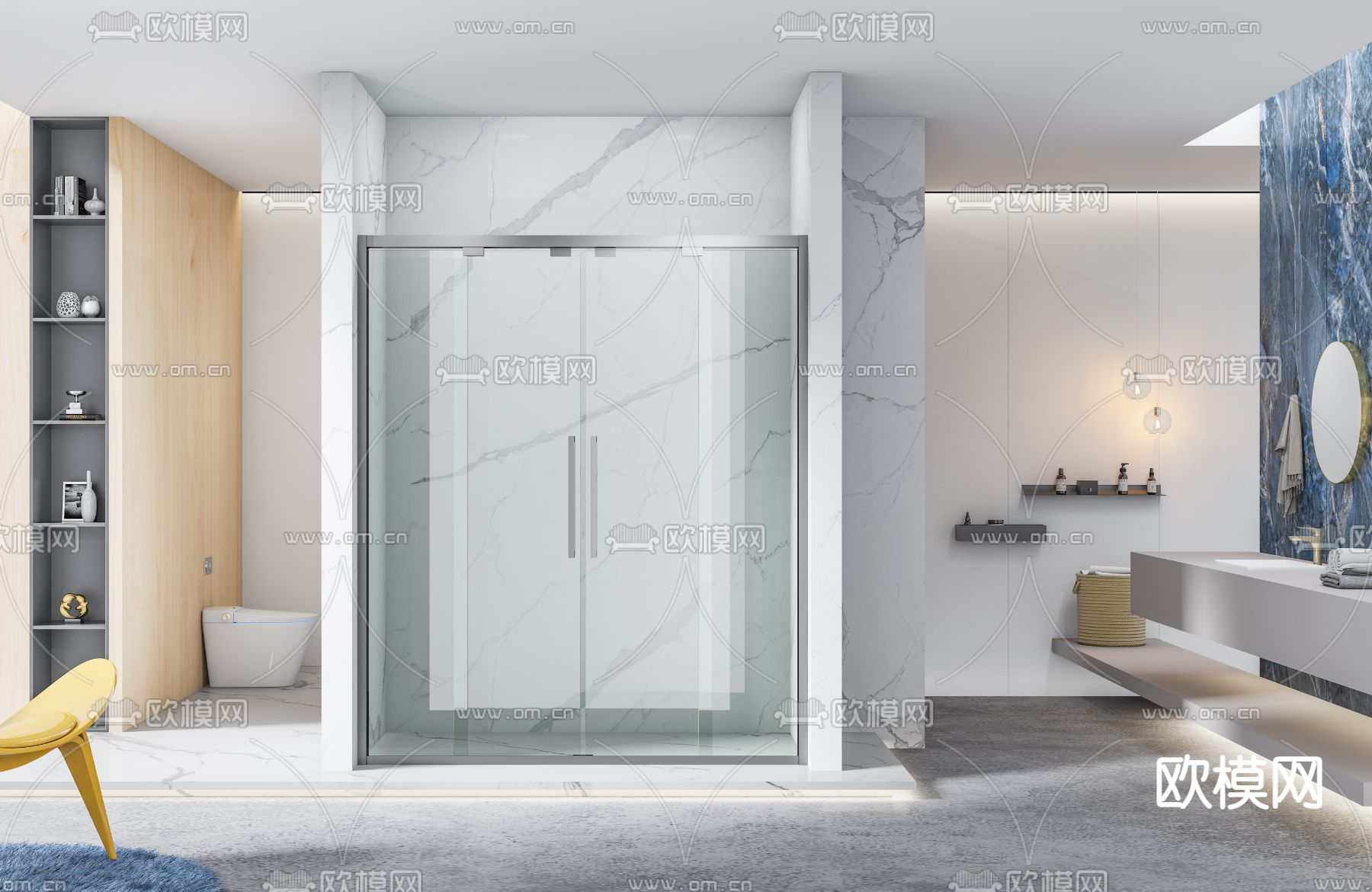 现代淋浴间3d模型下载