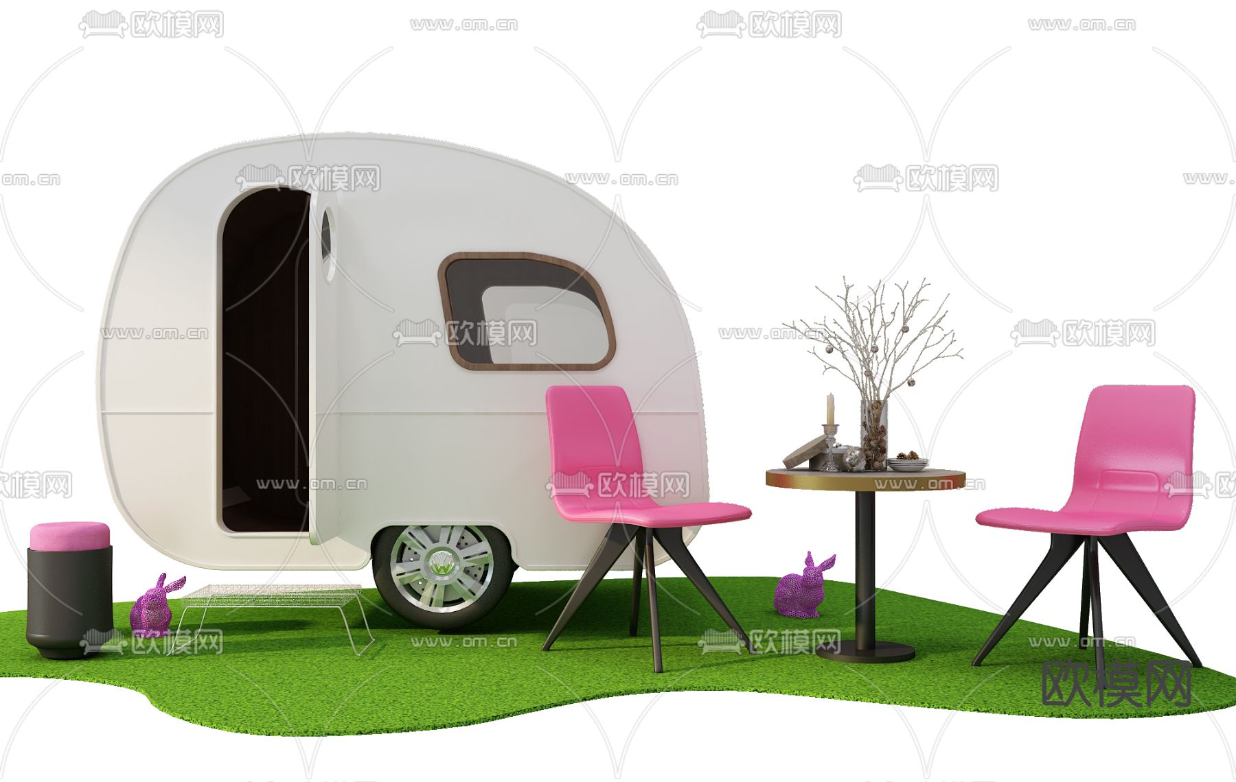 现代旅行房车3d模型下载