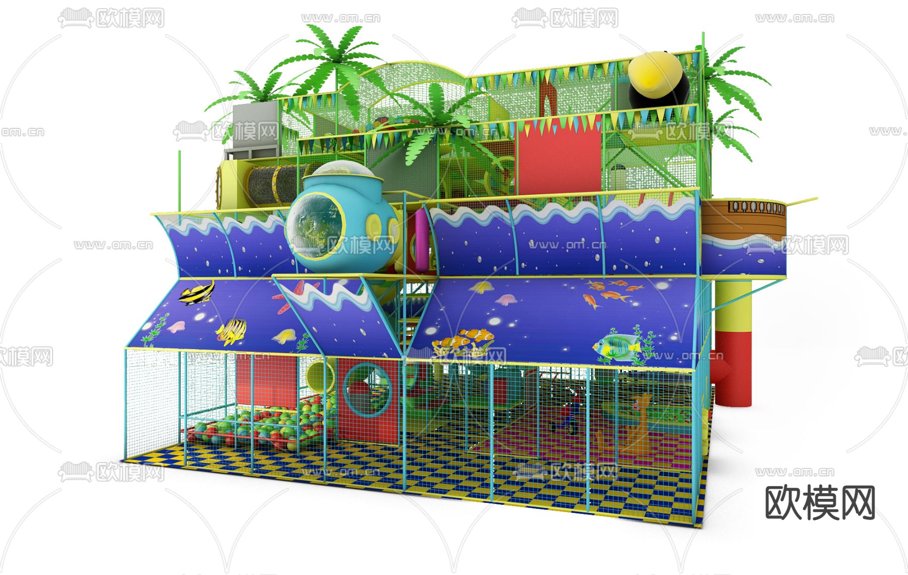 现代儿童泡沫池游乐设备3d模型下载