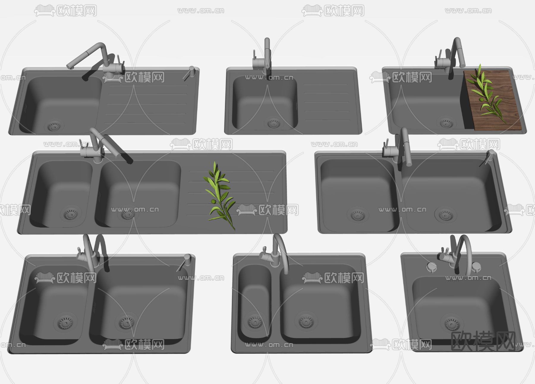 现代厨房水槽不锈钢水槽su模型