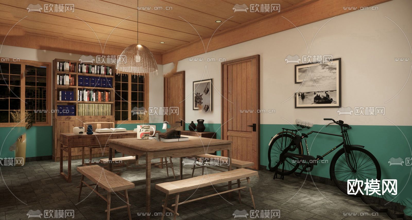 自然风农家乐民宿su模型下载（渲染图2）