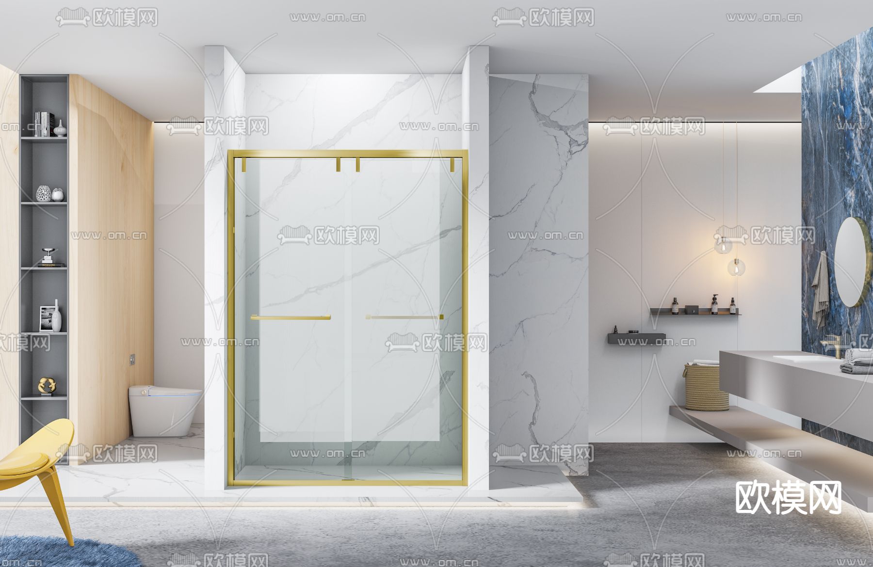 现代淋浴间3d模型下载