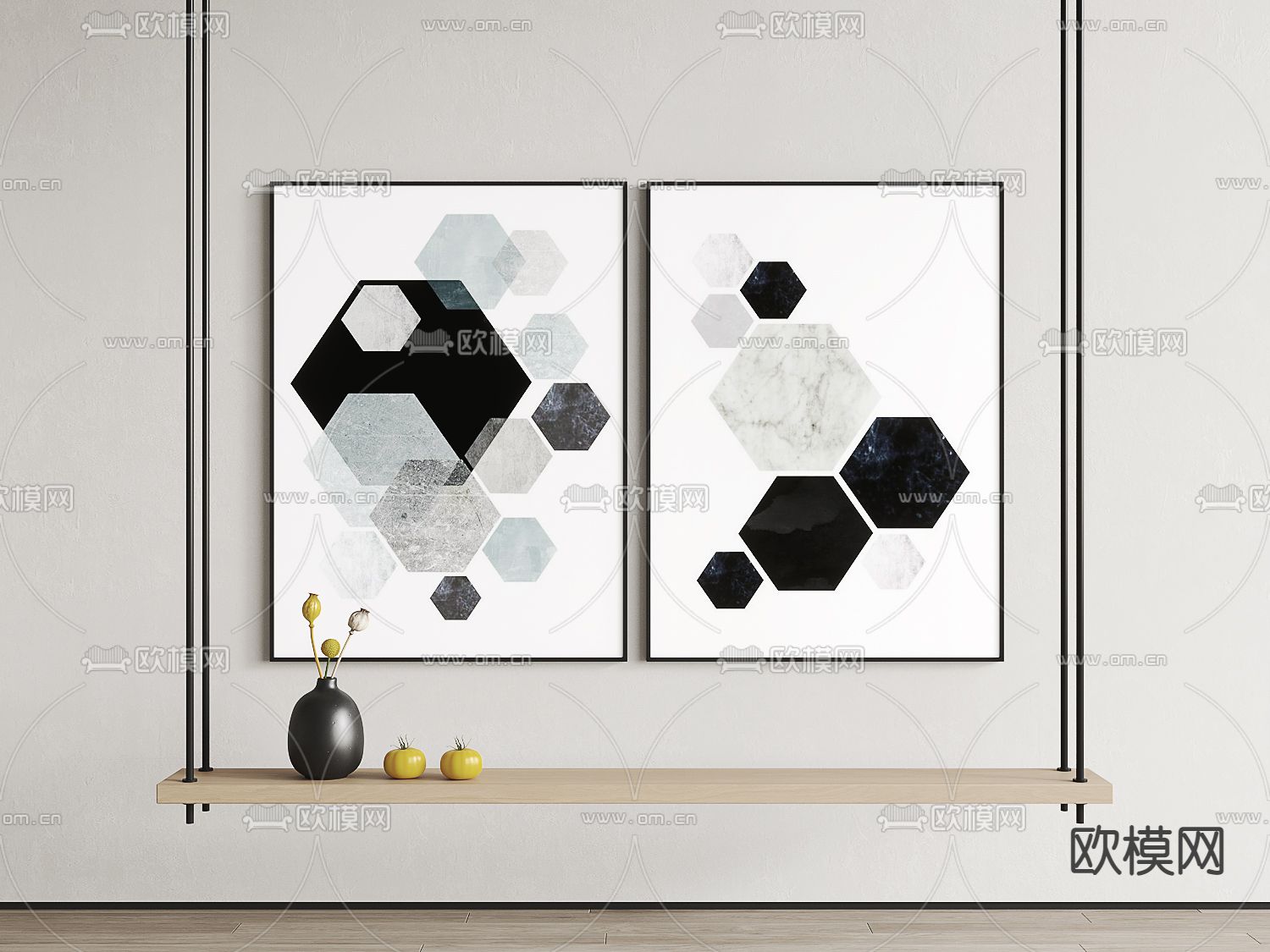 现代几何装饰画3d模型下载