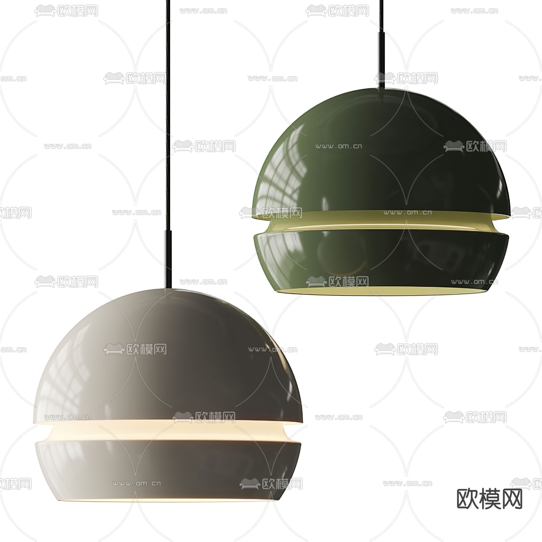 FLOS 圆球金属吊灯3d模型下载（渲染图2）