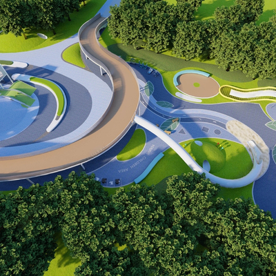  现代儿童游乐区su模型 