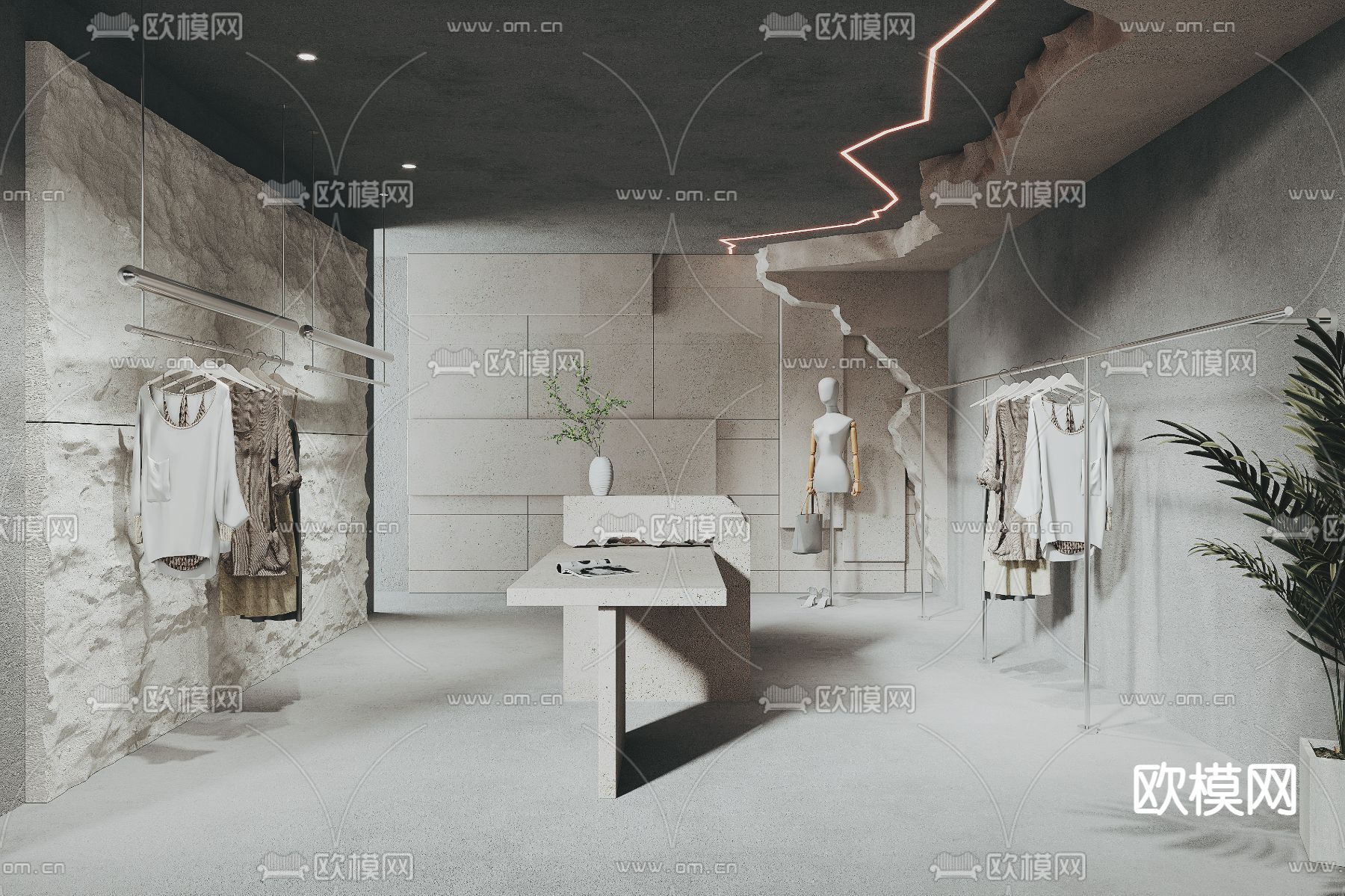 战后风服装店3d模型下载