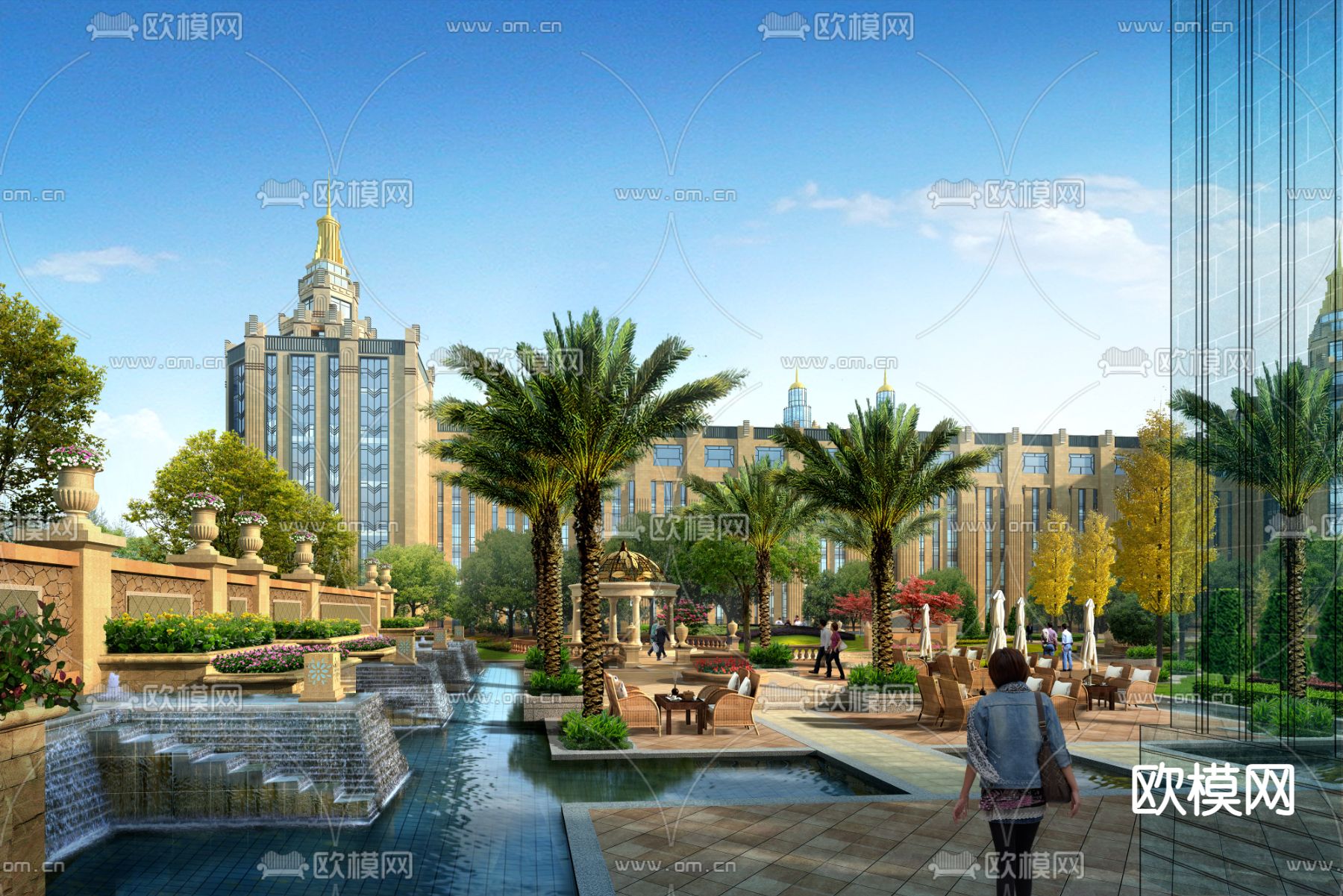 现代小区公园园林景观psd下载_ID12064205_3dmax免费模型-欧模网