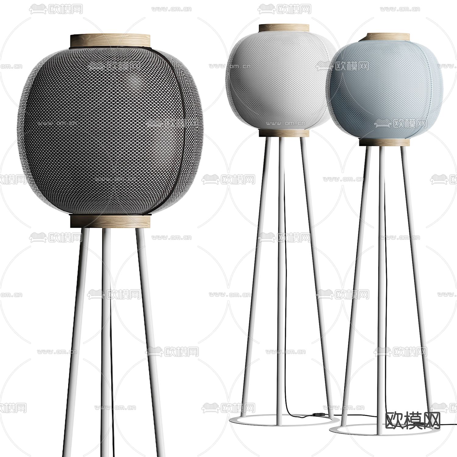 现代网格灯笼落地灯3d模型下载_ID12061835_3dmax免费模型-欧模网