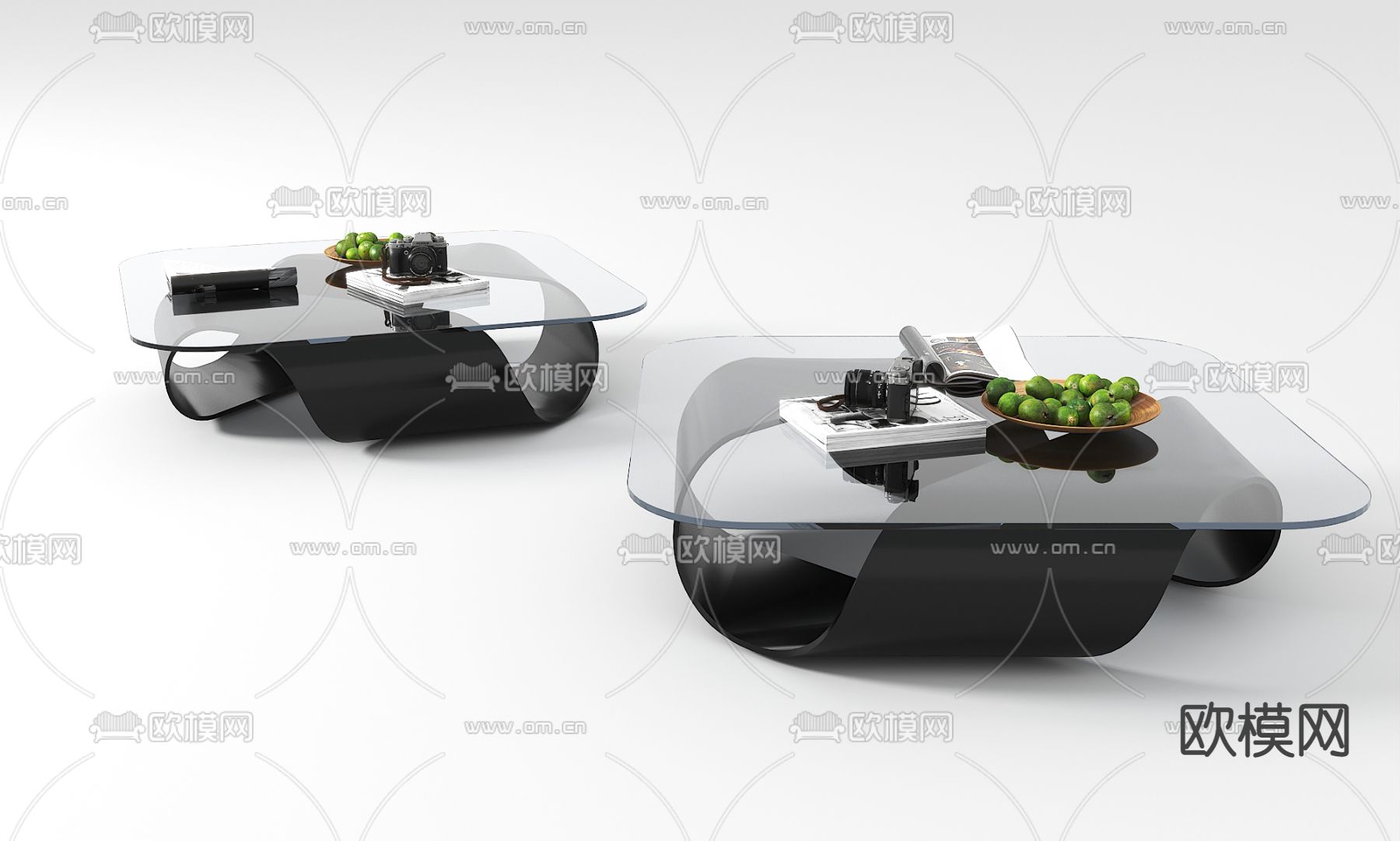 现代简约玻璃茶几3d模型下载