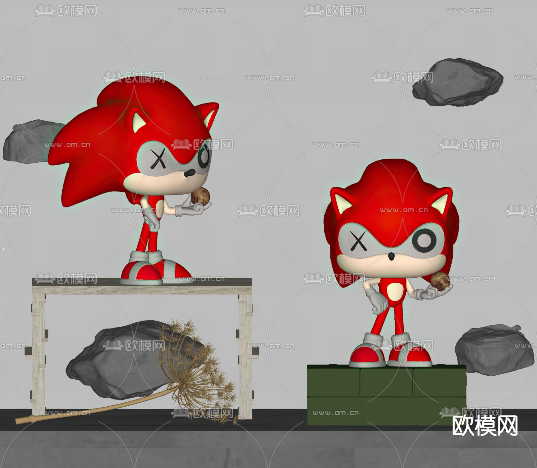 现代潮玩雕塑摆件su模型下载（渲染图2）