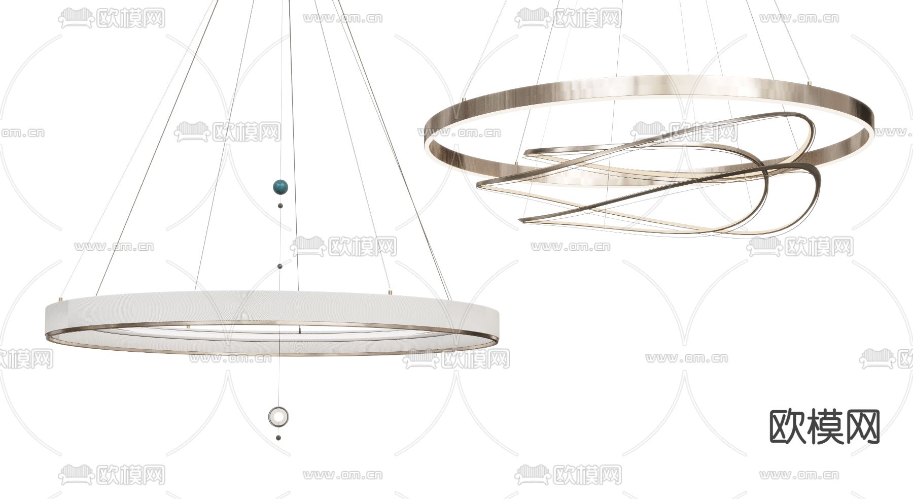 现代金属圆环曲线吊灯3d模型下载_ID12065041_3dmax免费模型-欧模网