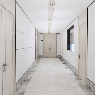  现代酒店走廊su模型 