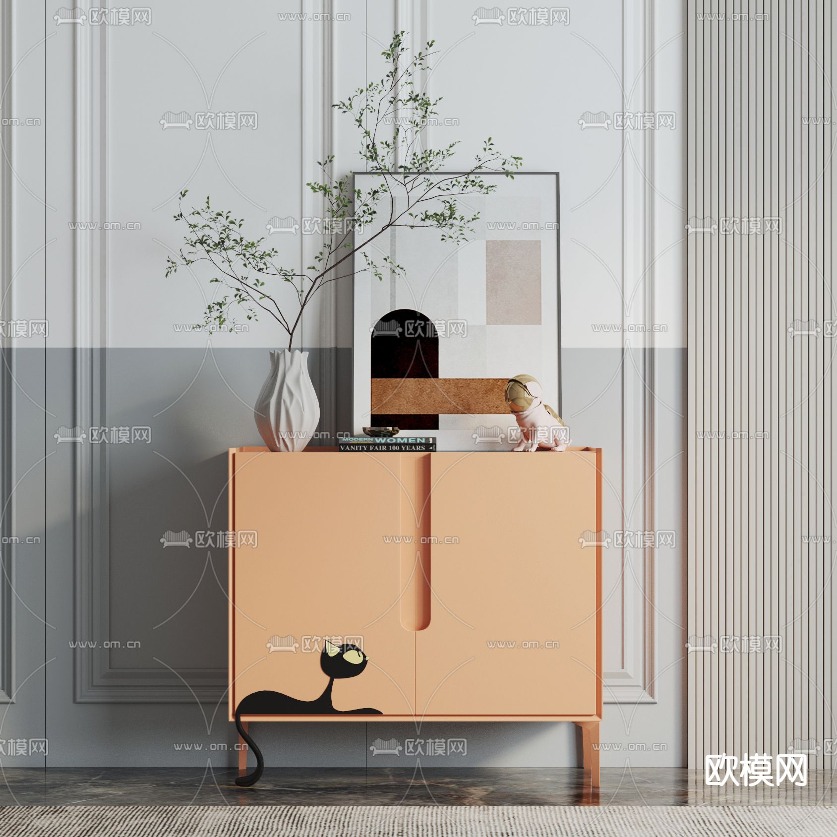 现代简约玄关柜3d模型