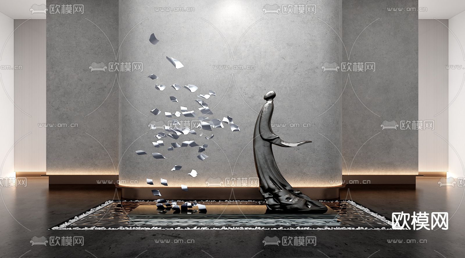 现代人物艺术雕塑3d模型下载