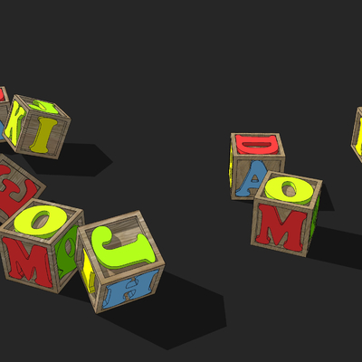  现代字母魔方儿童玩具su模型 