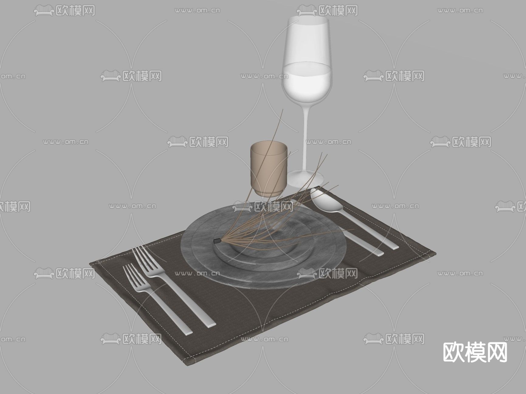 现代餐具su模型