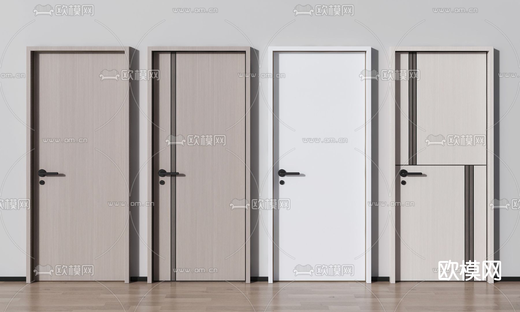 现代房门平开门3d模型下载