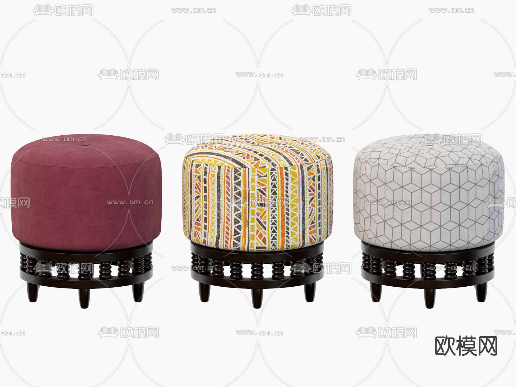 东南亚民族风沙发凳3d模型下载
