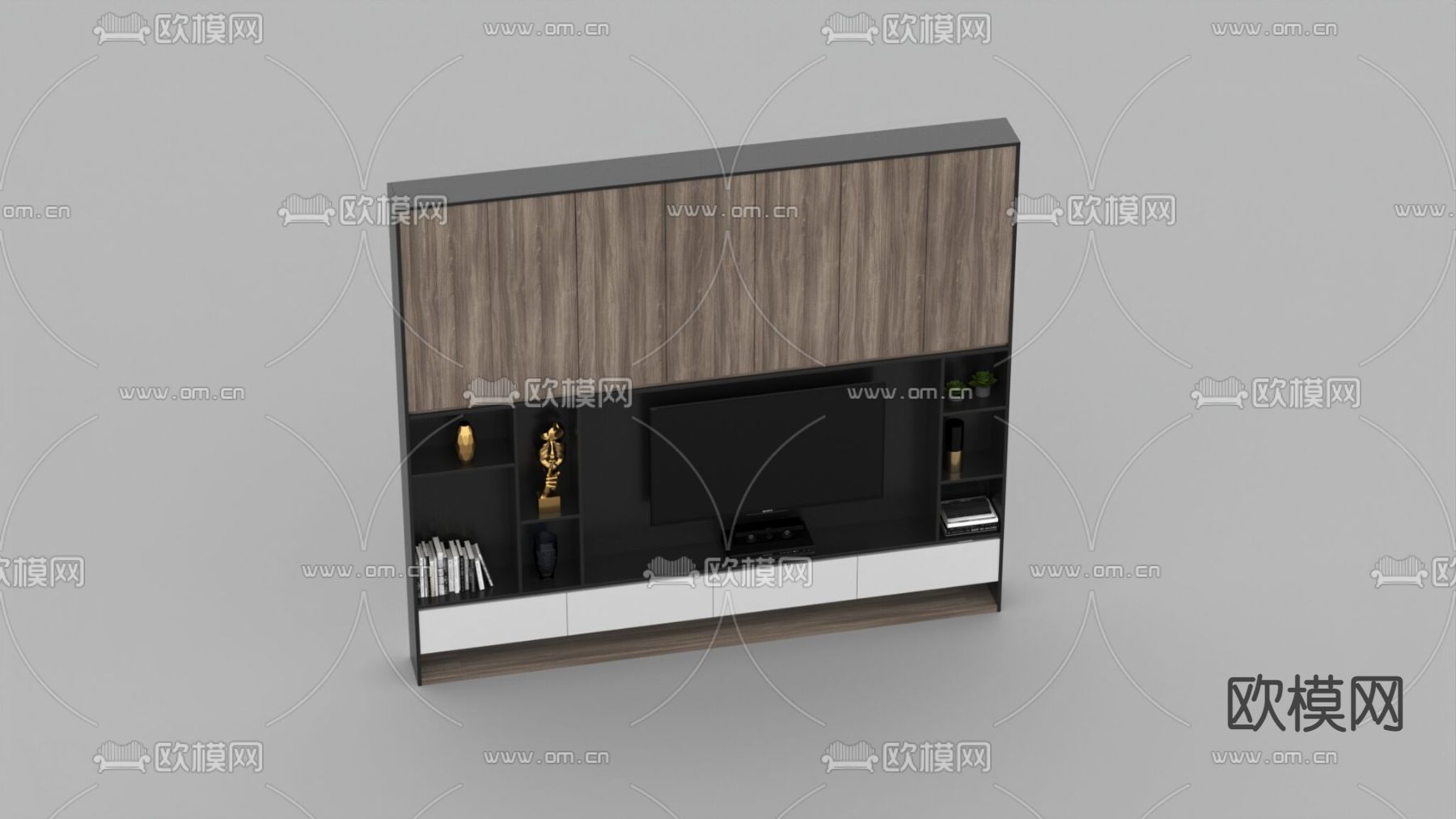 现代简约实木电视柜免费3d模型下载