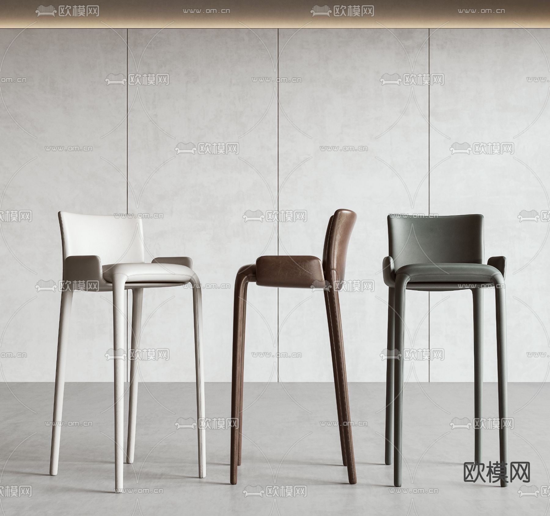 Calligaris 现代皮革吧椅3d模型下载