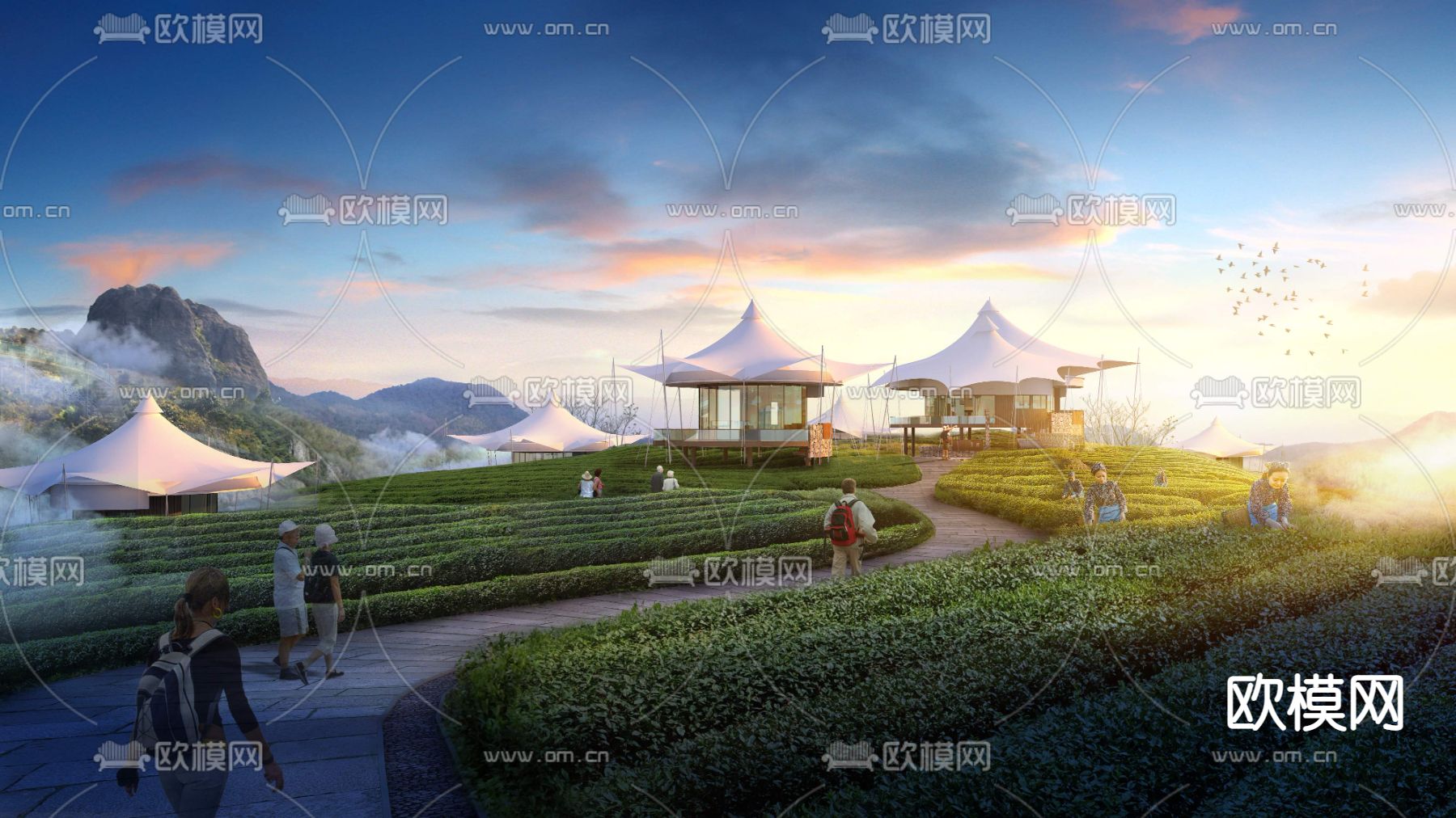 新中式公园园林景观psd下载