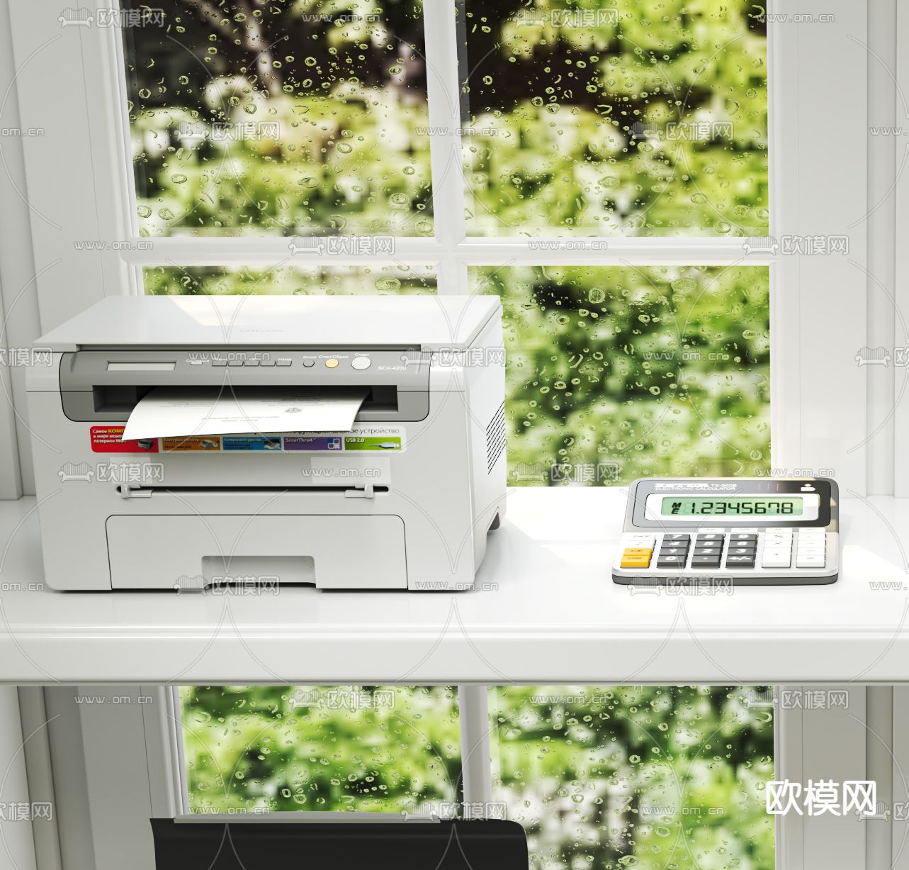 现代办公设备打印机传真机碎纸机3d模型