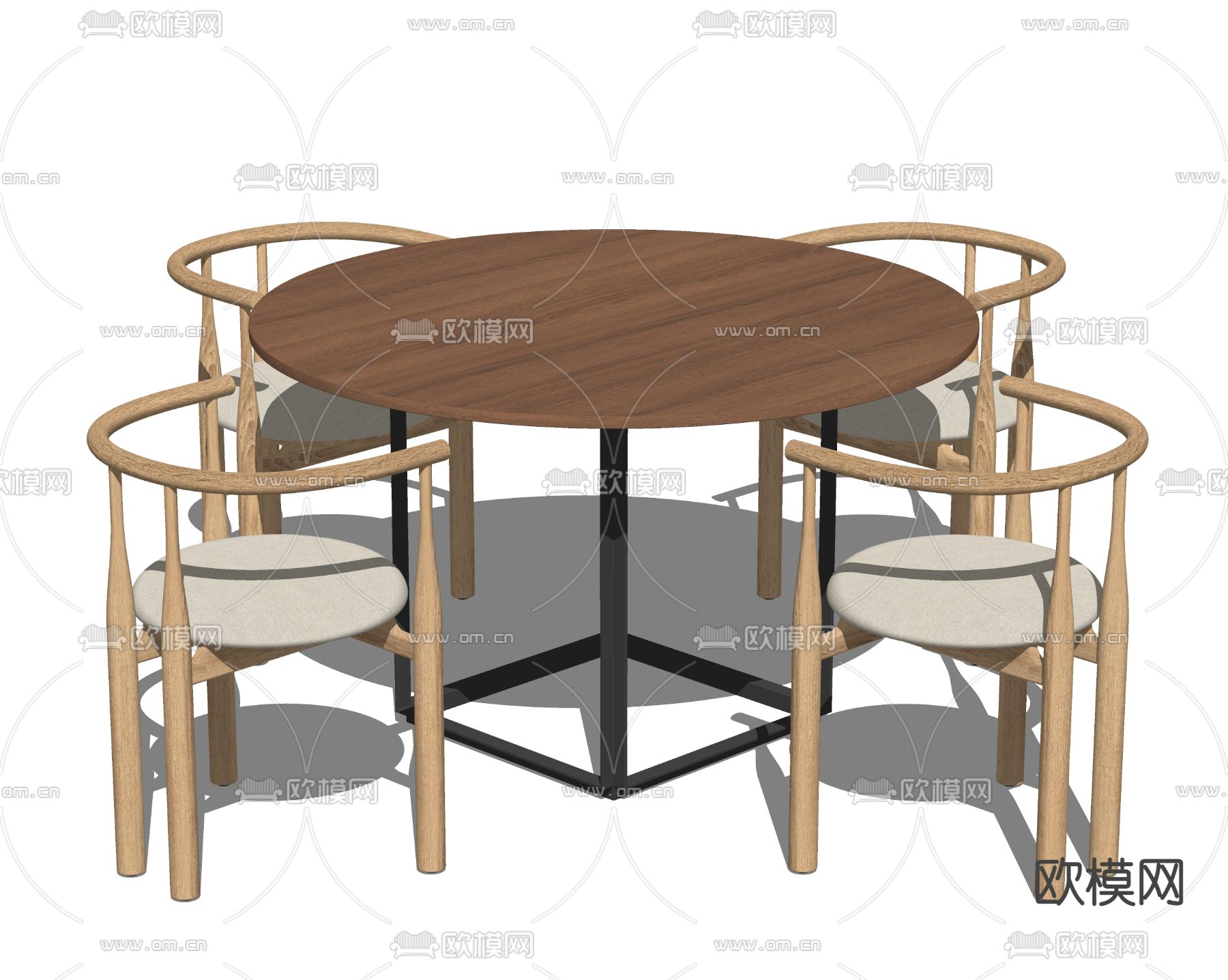 北欧餐桌椅su模型下载（渲染图2）