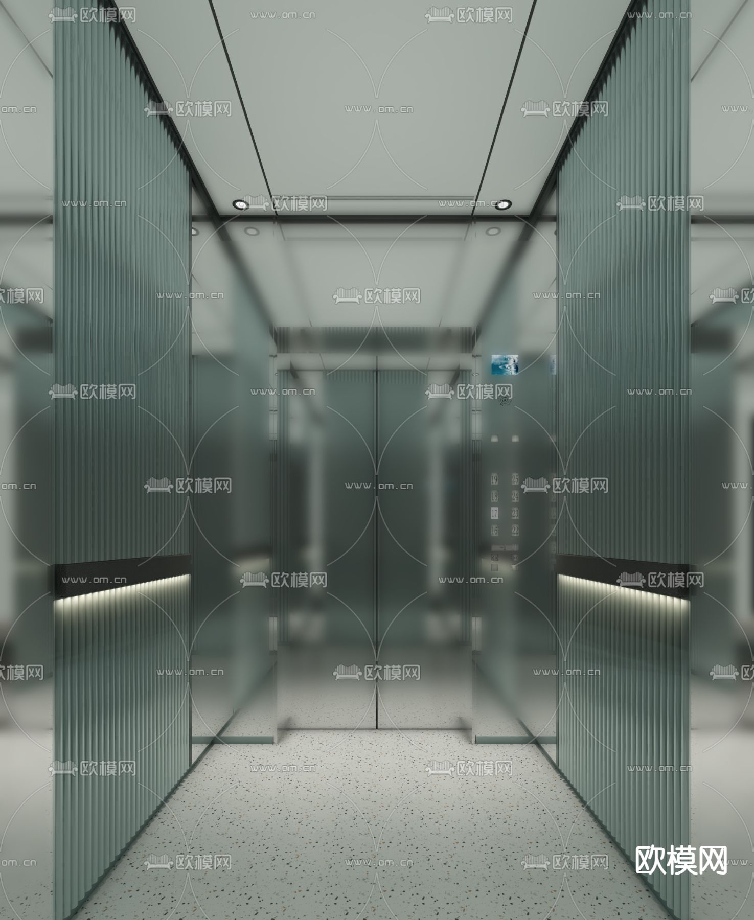 现代电梯轿厢3d模型下载