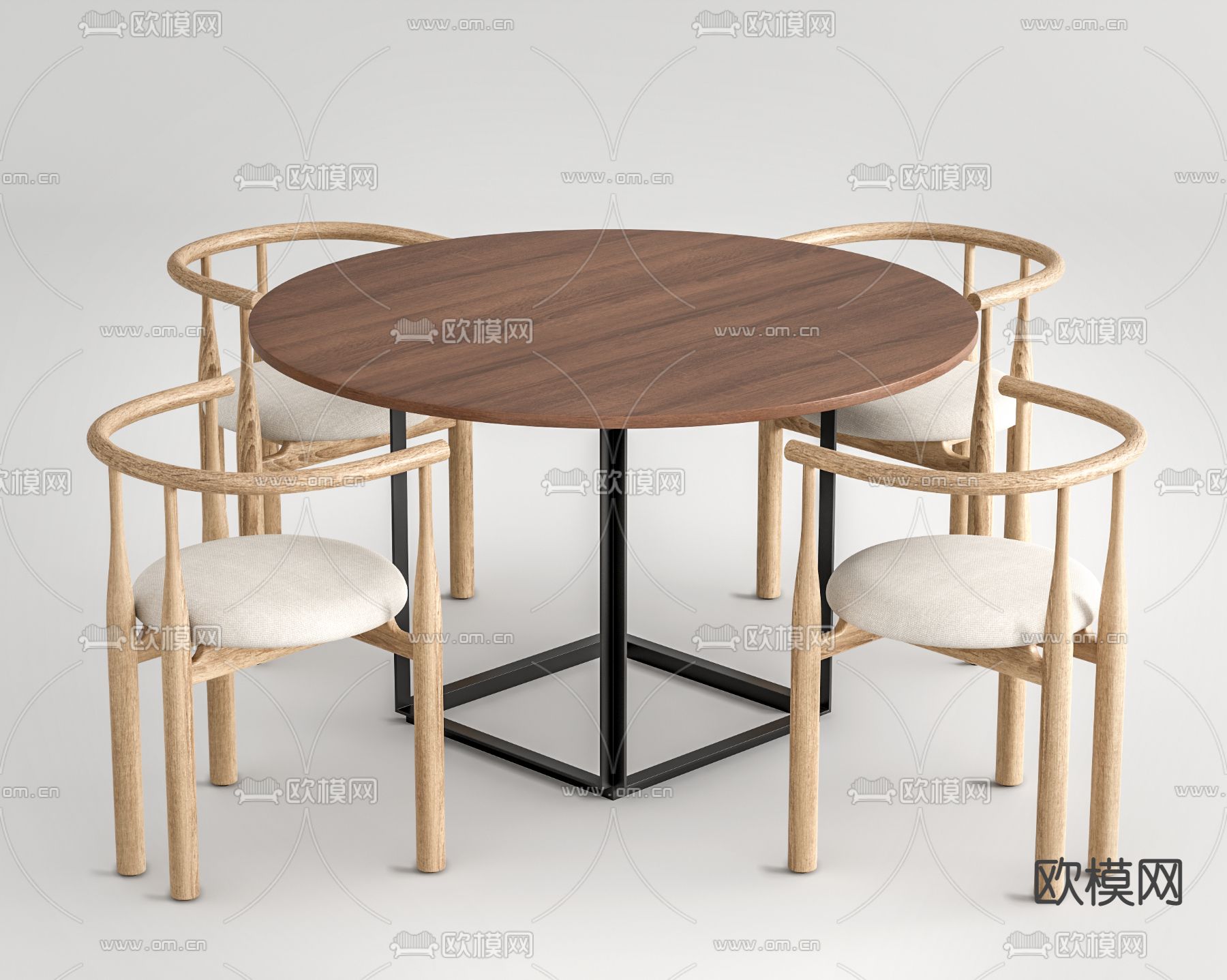 北欧餐桌椅su模型下载（渲染图1）