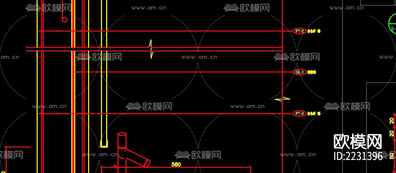 别墅浴室cad大样图下载（渲染图5）