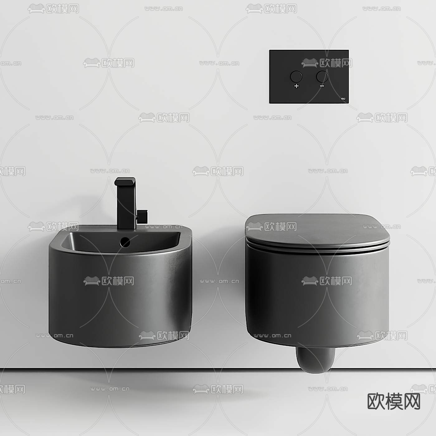 现代马桶坐便器3d模型下载（渲染图2）