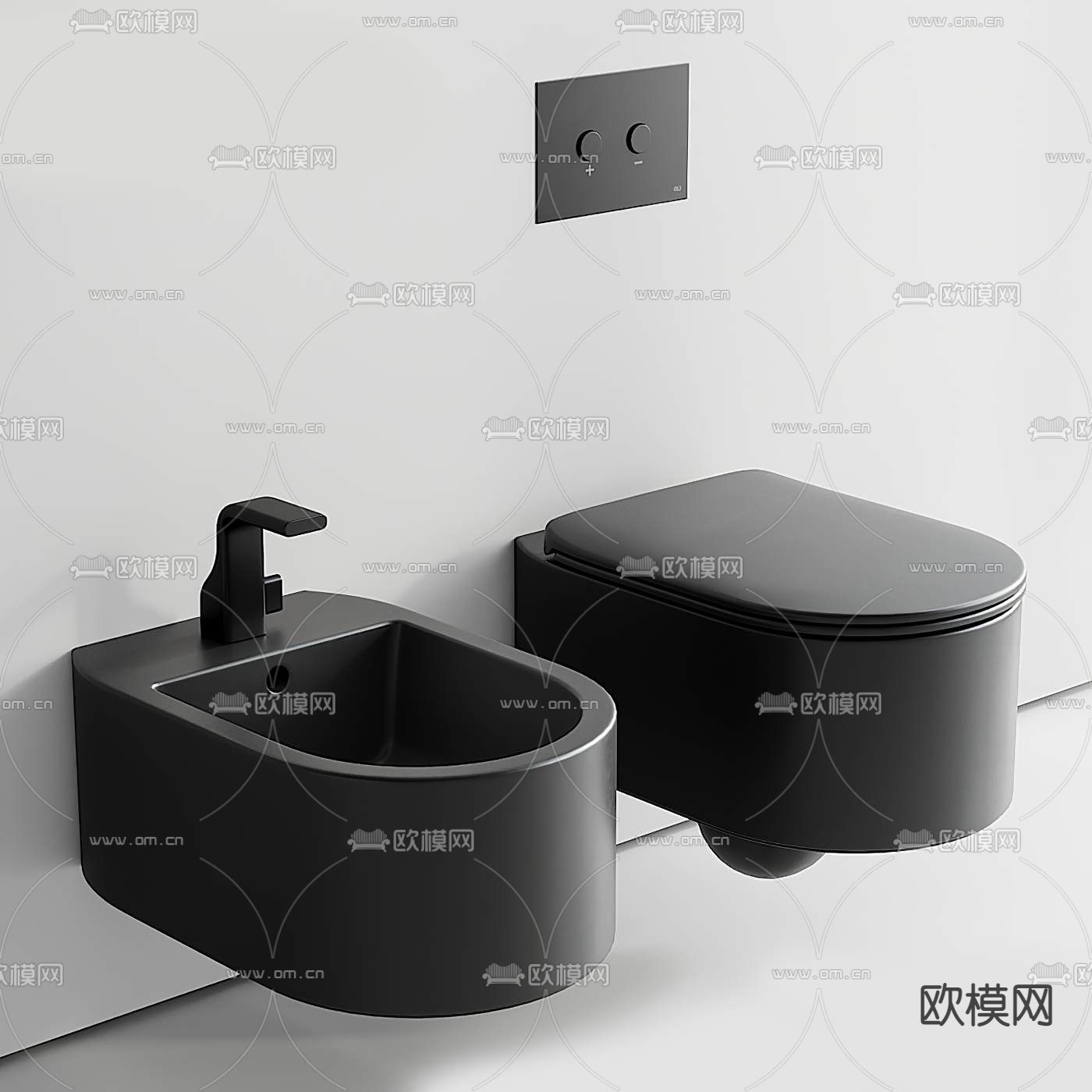 现代马桶坐便器3d模型下载（渲染图1）